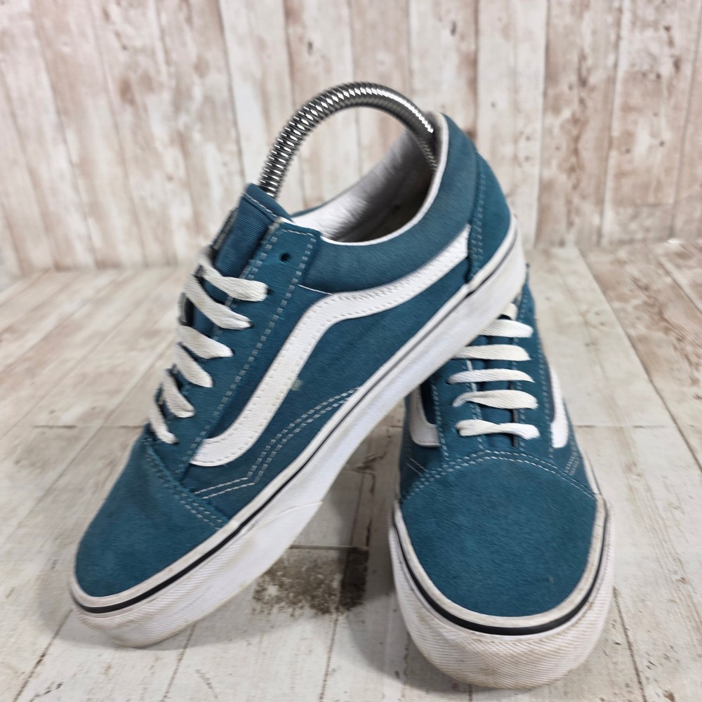 Vans Old Skool Teal Blue Suede Canvas Low Top Sneakers Womens 7.5 Mens 6.0 - Picture 4 of 8